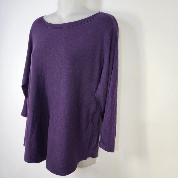 Chico's Sweater Women Sz 1 Medium Touch of Cashmere Boat Neck 3/4 Sleeve Purple - Picture 5 of 9
